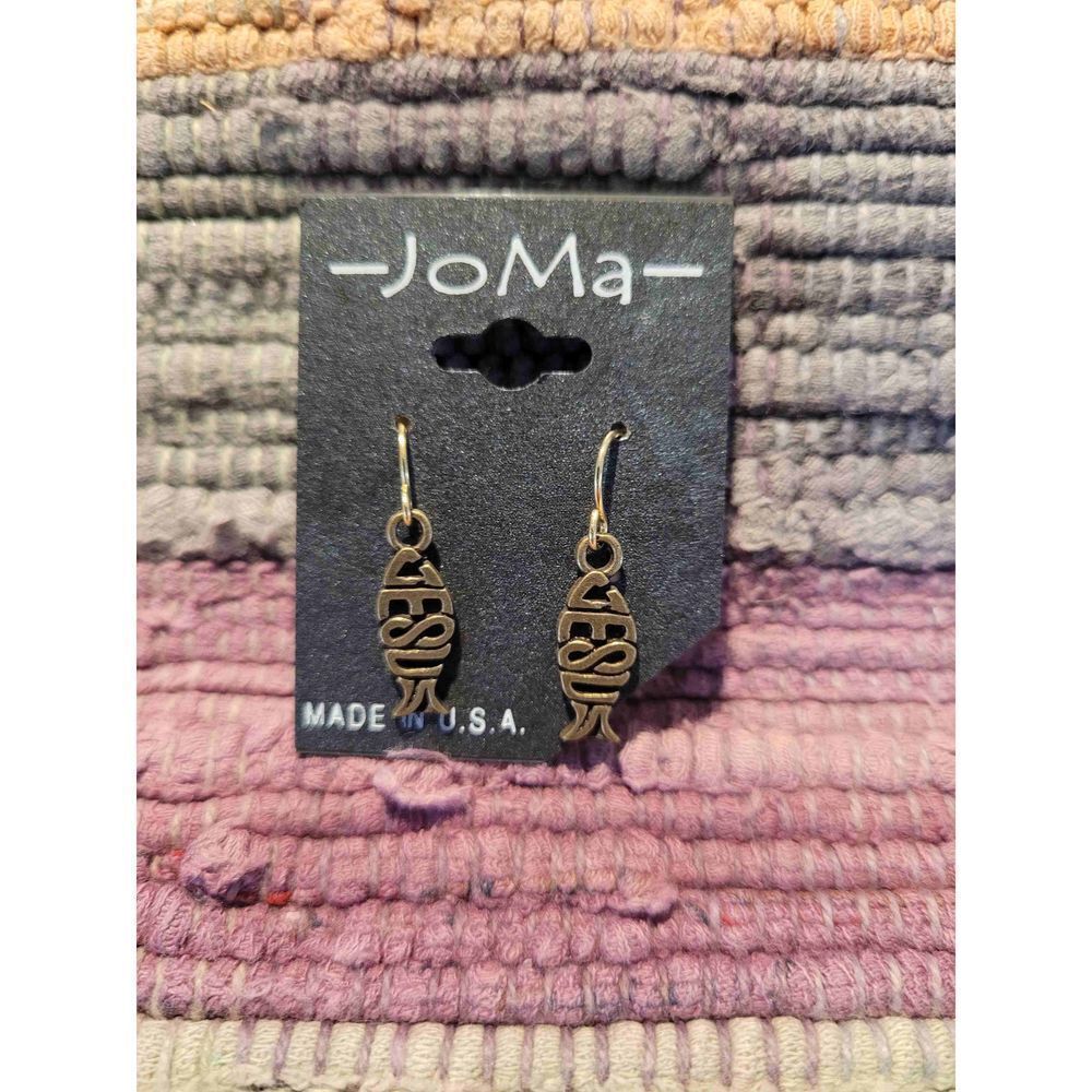 (3 for $15)~JoMa~ Bronze 'Jesus' Fish Dangle Earrings- NWT